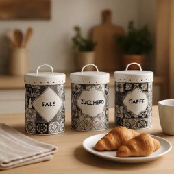 BARATTOLI IN LATTA TRIS SALE ZUCCHERO CAFFE
